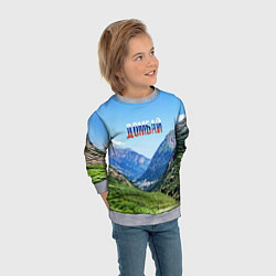 Свитшот детский Домбай в цветах флага России, цвет: 3D-меланж — фото 2