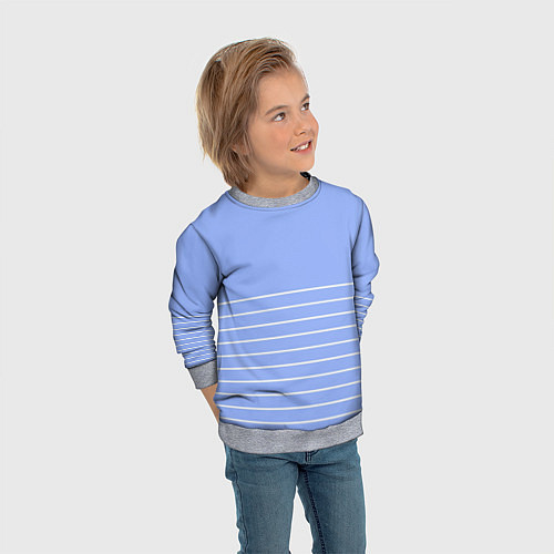 Детский свитшот Светлый сиреневый с белыми полосами / 3D-Меланж – фото 3