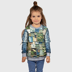 Свитшот детский Джинсы с камуфляжем пэчворк, цвет: 3D-меланж — фото 2