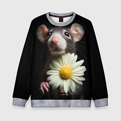 Свитшот детский Крыс и ромашка, цвет: 3D-меланж