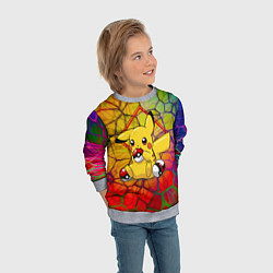 Свитшот детский Pikachu pokeballs, цвет: 3D-меланж — фото 2