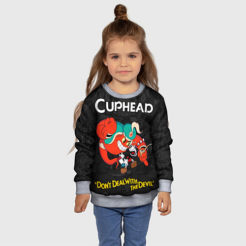 Детский свитшот Cuphead - gin / 3D-Меланж – фото 4