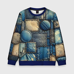 Свитшот детский Denim patchwork - ai art, цвет: 3D-синий