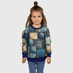 Свитшот детский Denim patchwork - ai art, цвет: 3D-синий — фото 2
