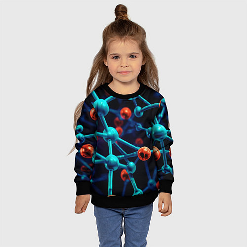 Детский свитшот Молекулы под микроскопом / 3D-Черный – фото 4