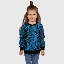 Свитшот детский Синие линии узор, цвет: 3D-черный — фото 2
