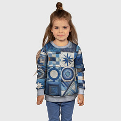 Свитшот детский Denim patchwork - ai art, цвет: 3D-меланж — фото 2