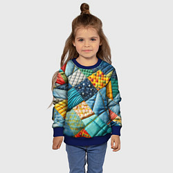 Свитшот детский Лоскутное одеяло - пэчворк, цвет: 3D-синий — фото 2
