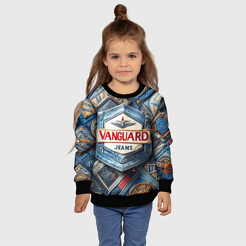 Детский свитшот Vanguard denim patchwork - ai art / 3D-Черный – фото 4