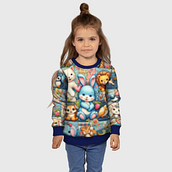 Свитшот детский Funny hare and his friends - patchwork, цвет: 3D-синий — фото 2