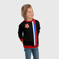 Свитшот детский Великая отечественная - триколор полосы, цвет: 3D-красный — фото 2