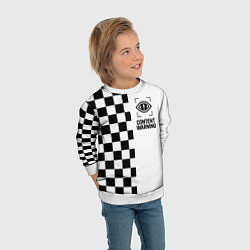 Свитшот детский Content Warning шашечки, цвет: 3D-белый — фото 2