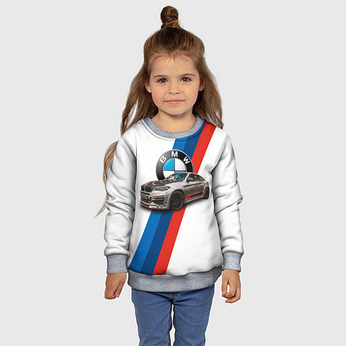 Детский свитшот Немецкий кроссовер BMW X6 M / 3D-Меланж – фото 4
