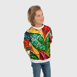 Свитшот детский Яркая мозаика с разноцветным абстрактным узором и, цвет: 3D-белый — фото 2