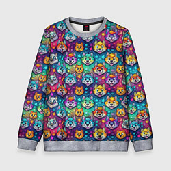 Свитшот детский Furry color anime animal faces, цвет: 3D-меланж