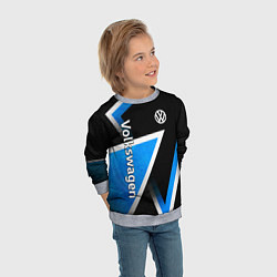 Свитшот детский Volkswagen - бело-синий треугольник, цвет: 3D-меланж — фото 2
