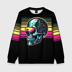 Свитшот детский Cyber skull - ai art fantasy, цвет: 3D-черный