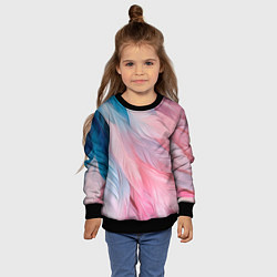 Свитшот детский Пастельно-голубые и розовые перья, цвет: 3D-черный — фото 2