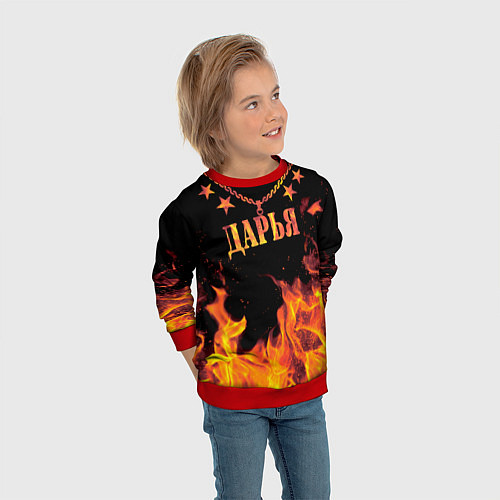 Детский свитшот Дарья - имя в огне / 3D-Красный – фото 3