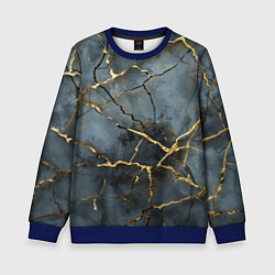 Свитшот детский Золотые линии на серо-голубом фоне, цвет: 3D-синий