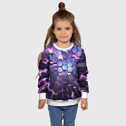 Свитшот детский Плиты с сиреневым неоновым свечением, цвет: 3D-белый — фото 2