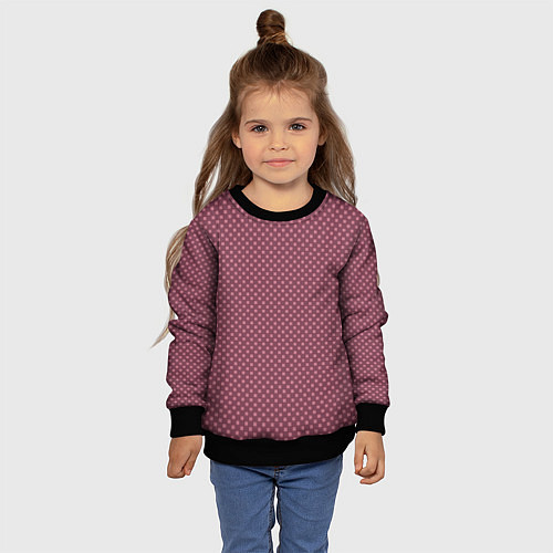 Детский свитшот Приглушённый тёмно-розовый паттерн квадратики / 3D-Черный – фото 4