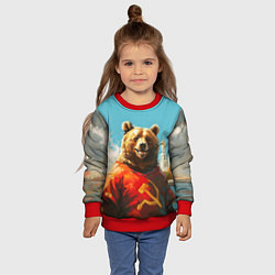 Свитшот детский Медведь с гербом СССР, цвет: 3D-красный — фото 2