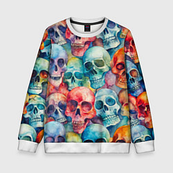Свитшот детский Красочный узор с черепами, цвет: 3D-белый
