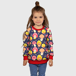 Свитшот детский Веселые грибочки паттерн, цвет: 3D-красный — фото 2