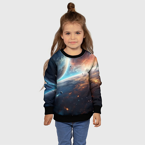 Детский свитшот Космос и планеты / 3D-Черный – фото 4