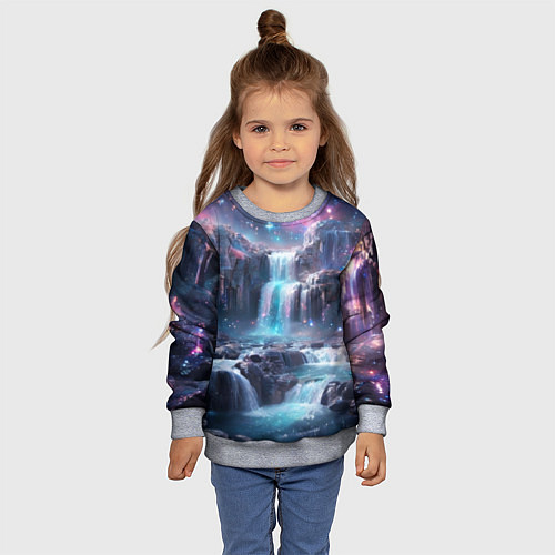 Детский свитшот Волшебный ночной водопад / 3D-Меланж – фото 4