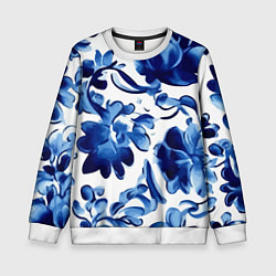 Свитшот детский Гжель акварель, цвет: 3D-белый