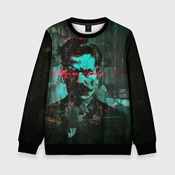 Свитшот детский Жуткий портрет человека с красными глазами, цвет: 3D-черный