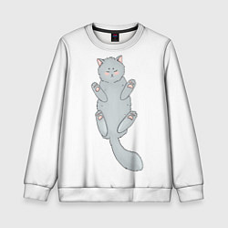 Свитшот детский Серый котенок спит на спинке, цвет: 3D-белый