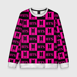 Свитшот детский BTS pattern pink logo, цвет: 3D-белый