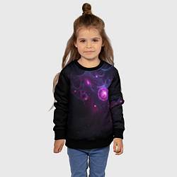 Свитшот детский Космическая объемная абстракция с фиолетовым свече, цвет: 3D-черный — фото 2