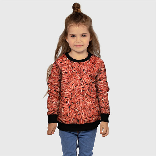 Детский свитшот Мясной фарш текстура / 3D-Черный – фото 4