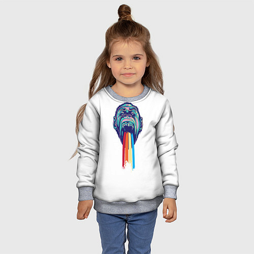 Детский свитшот Обезьяна с радугой / 3D-Меланж – фото 4