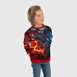 Свитшот детский Темная огненная плитка, цвет: 3D-красный — фото 2
