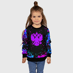 Свитшот детский Герб в стиле киберпанк краски, цвет: 3D-черный — фото 2