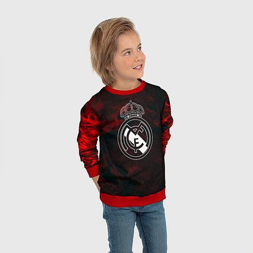 Детский свитшот Реал мадрид огонь красный / 3D-Красный – фото 3
