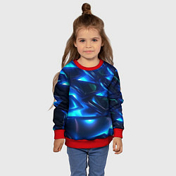 Свитшот детский Синие абстрактные неоновые плиты, цвет: 3D-красный — фото 2