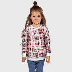 Свитшот детский Хаотичный кубический каркас в красном тумане, цвет: 3D-белый — фото 2