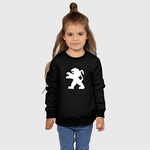 Детский свитшот Peugeot logo / 3D-Черный – фото 4
