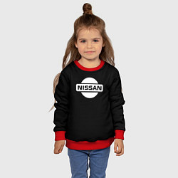 Свитшот детский Nissan logo white, цвет: 3D-красный — фото 2