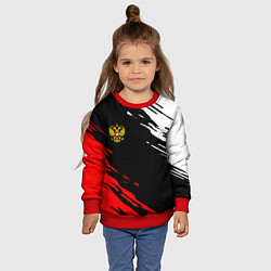 Свитшот детский Герб РФ краски текстура абстрактные, цвет: 3D-красный — фото 2