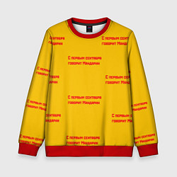 Свитшот детский С первым сентября говорит Мандарин, цвет: 3D-красный