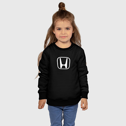 Детский свитшот Honda white logo / 3D-Черный – фото 4