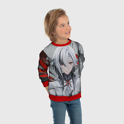 Детский свитшот Arlecchino Genshin Impact / 3D-Красный – фото 3