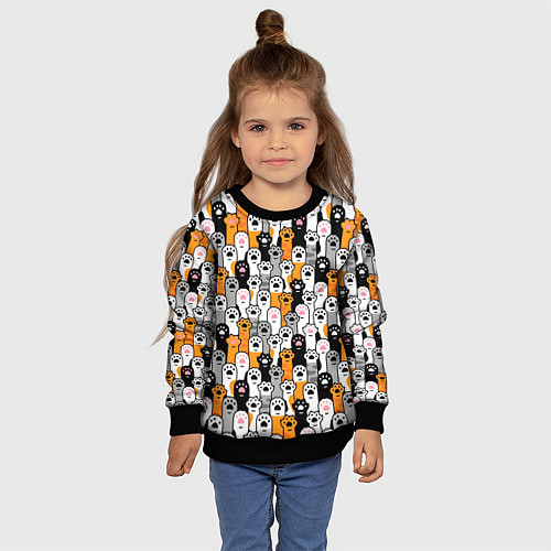 Детский свитшот Кошачьи лапы / 3D-Черный – фото 4